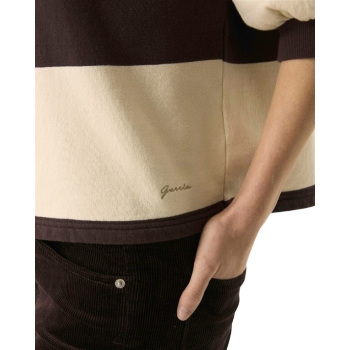 Garcia sweater brede streep T260261 Bruin Ecru